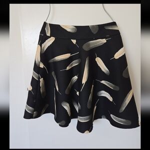 Tribeca  Black Feather Print Skirt